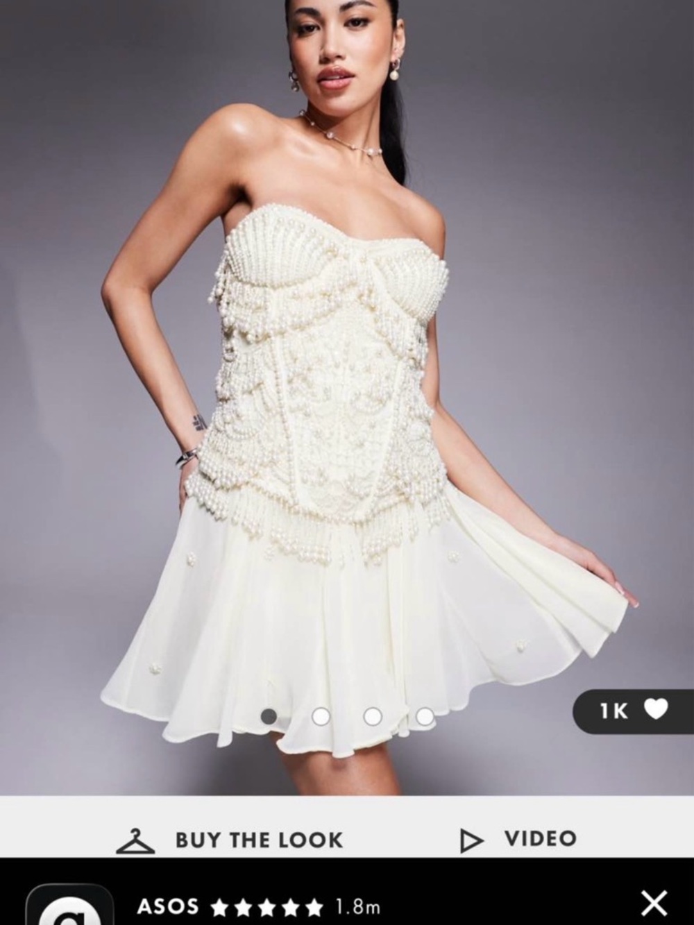 ASOS Ivory Beaded Strapless Mini Dress
Reception/Bachelorette/Bridal Dress - Picture 5 of 5